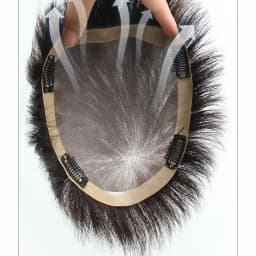 Men Hair Replacement 100% Human Hair Mono Base 6 Inch Short PU Edge Lace Inner With Snap Clips Fully Hand Tied Off Black