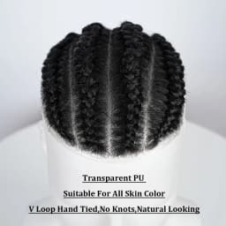 Cornrow Box Braided Men Toupee Human Hair Skin Full PU Hairpiece Breathable Replacement Hair System Prosthesis For Men Patch Wig