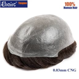 Permier Male Hair Prosthesis Ultra-Thin 0.03mm Skin Wigs for men 6" Men's capillary prothesis Toupee 100% Human Hair Men's Wig