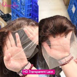 Queenlike Chocolate Brown 4# Color Straight Human Hair Wig 13x4 HD Transparent Lace Front Wig Pre Plucked Natural Hairline Remy Human Hair Wig For Black Women