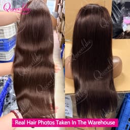 Queenlike Chocolate Brown 4# Color Straight Human Hair Wig 13x4 HD Transparent Lace Front Wig Pre Plucked Natural Hairline Remy Human Hair Wig For Black Women
