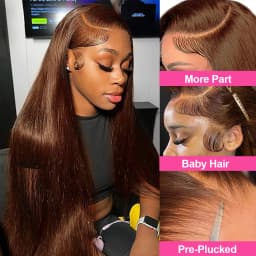 13x4 13x6 HD Chocolate Brown Bone Straight Lace Front Wig 38Inch Lace Frontal Wig Human Hair PrePlucked #4 Color Human Hair Wigs