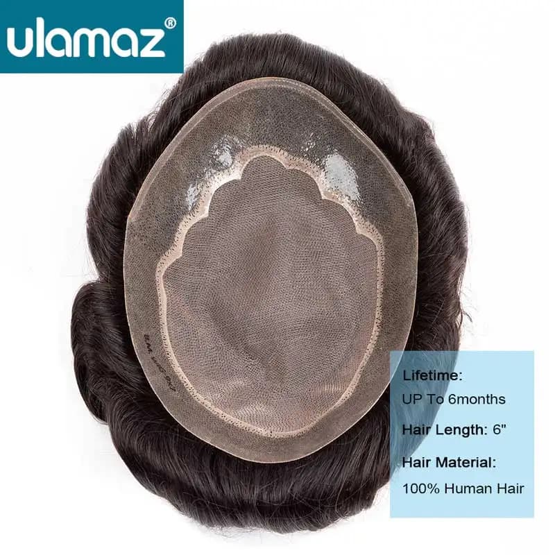 Durable Mono Toupee Wigs For Men Pu Around Men's Capillary Prosthesis Breahable Hair System Replacement Man Wig Human Hair Piece