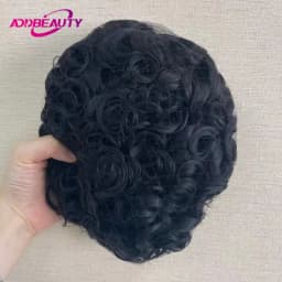 Men Toupee Fine Mono NPU Human Natural Hairpiece Straight Wave Human Hair Wigs 25mm Curl Men Capillary Prosthesis Natural Color