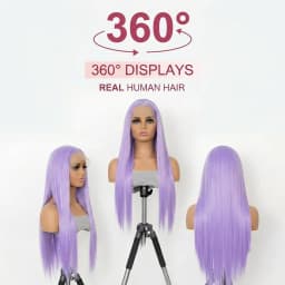 Light Purple Lace Frontal Wig 13x6 Purple Lace Front Human Hair Wig Brazilian Pre Plucked Long Straight Lavender Color Lace Wigs