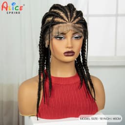 18 Inch Cornrow Braided Wigs Synthetic Full Lace Braids Wigs For Black Women Transparent Lace Front Braided Wigs With Baby Hair