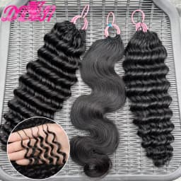 Feather Crochet Human Hair Pre-Separated Curly Bulk Hair for Braiding Human Hair Knotless Crochet Hair Extensions 14-18inch