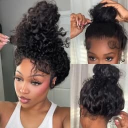 Deep Wave 360 Lace Front Wigs Human Hair 38 Inch HD Full Lace Front Wigs Human Hair Pre Plucked with Drawstring 250 Density Curly Wig for Women