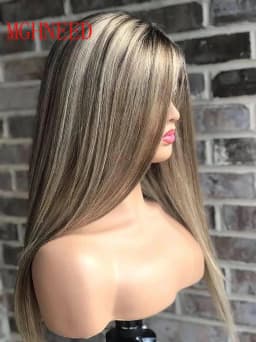 Highlight Human Hair Colored Wigs For Women Ash Grey Black Blonde 360 Straight Lace Frontal Wig Hd Transparent Lace Brazilian