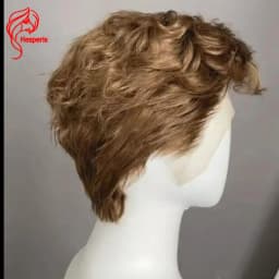 Hesperis Brown Wavy Lace Front Human Hair Men's Wig Brazilian Remy Pixie Short Cut Male Wigs Pre Pulcked Boy Human Hair Wigs