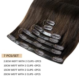 Invisible Clip In Hair Extension Injected PU Tape Weft Clip in Human Hair Extension 7Pcs/set 12-24inch 100G 120G Clip On Hair