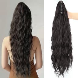 Synthetic Water Wave Claw Clip Ponytail Black Blonde Heat Resistant Fiber Fluffy Messy Ponytail Hair Extensions For Women