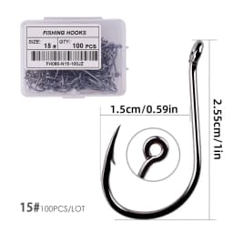 Aorace 100pcs/Box Fishing Hooks Iseama Circle Carp Eyed Fishing Hook Set Size 2-15# Ring Eye Japan Fishhooks Single Jig Hook