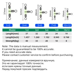 DNDYUJU 10pcs 3 Way Rolling Cross Line Swivels Fishing With Luminous Beads Fishing Tee Hooks Line for Fishing Accessories Tackle