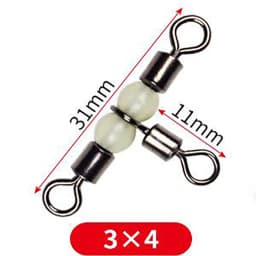 10/50pcs Stainless Steel T-Turn 3 Way Fishing Connector Rolling Swivel Fishing Tackle Connector Luminous Beads Attract Fish