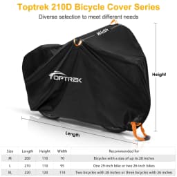 Toptrek Bike Cover Outdoor Storage Waterproof Anti-UV 210D Oxford High Quality Covers for Bicycles Rain Snow Dust Protective