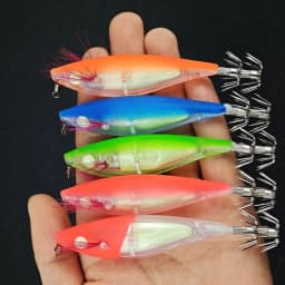 Ackibbik 5pcs/set Glow Squid Jig Lure Saltwater Octopus Lures Squid Jigs Shrimp Fishing Lure Cuttlefishg Fishing Accessories