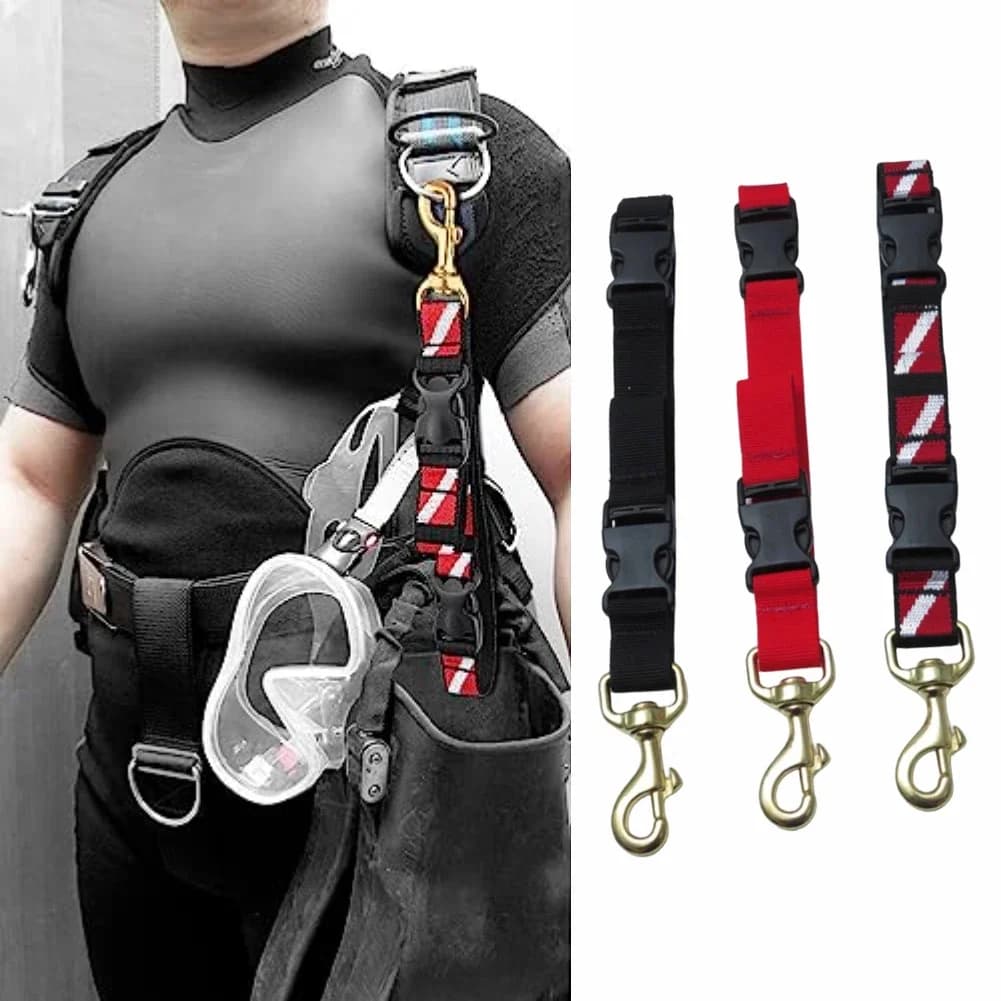 Scuba Diving Lanyard Clip 255x25mm Webbings Strap Buckles Fin Frog Shoe Lifting Rope Clasp For BCD Side Mount For Diving