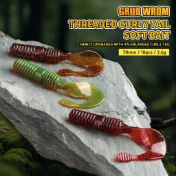 Supercontinent Soft Lure Grub Worm Power Tail 7cm Grub Screw Thread Wobbler Swimbait For Bass Trout