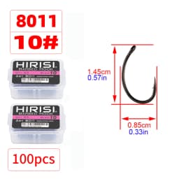 Hirisi 50/100pcs PTFE Coating Carp Fishing Hooks Steel Barbed Hooks In Box 8011 Fishing Accessories