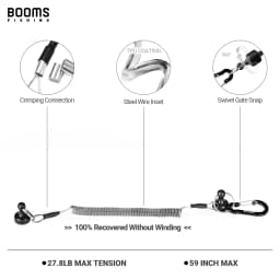 Booms Fishing Magnetic Net Release Holder With Coiled Lanyard Fly Fishing Tool Strong Magnet Carabine Anti-Drop Rope Accessories