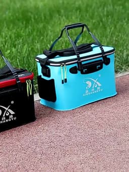 Portable EVA Thicken Waterproof Zipper Fishing Box Portable Folding Bag for Live Fish Bucket, Fishing Tackle with Shoulder Strap