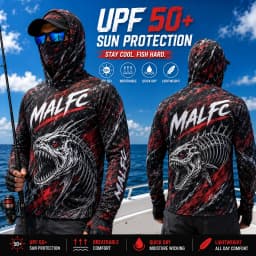 MALFC Men Hood Fishing Shirt long sleeve fishing t shirt uv protection Fishing Apparel