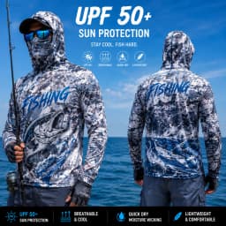 MALFC Men Hood Fishing Shirt long sleeve fishing t shirt uv protection Fishing Apparel