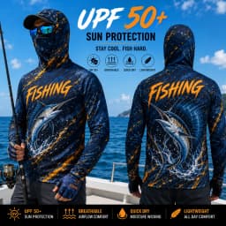 MALFC Men Hood Fishing Shirt long sleeve fishing t shirt uv protection Fishing Apparel