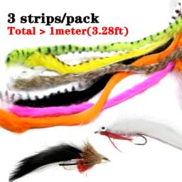 Royal Sissi 3strips Total One Meter Pack Fly Tying Zonker Rabbit Strips 3/5/8mm Zonker Pelt for Tying Zonker Streamer Fly Lure