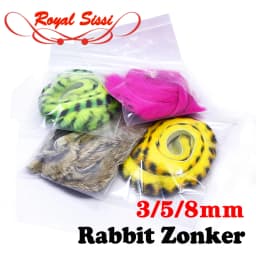 Royal Sissi 3strips Total One Meter Pack Fly Tying Zonker Rabbit Strips 3/5/8mm Zonker Pelt for Tying Zonker Streamer Fly Lure