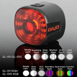 GIYO Bicycle Smart Brake Tail Light MTB Road Bike Auto Brake Sensing Light IPX6 Waterproof LED Warning Rear Lamp Colorful Light