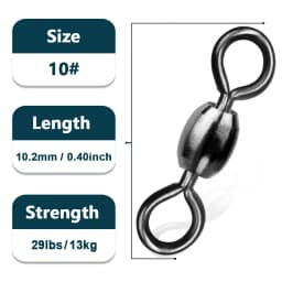 9KM Crane Swivels 50~200Pcs Fishing Barrel Swivel Line Hook Connector Brass with Stainless Rings Saltwater Freshwater 29-525LBs
