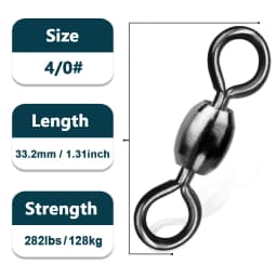 9KM Crane Swivels 50~200Pcs Fishing Barrel Swivel Line Hook Connector Brass with Stainless Rings Saltwater Freshwater 29-525LBs