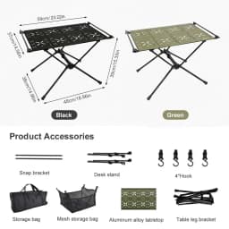 WESTTUNE Camping Folding Table Portable Aluminum Alloy Lightweight Table with Accessories Multifunctional Outdoor Table