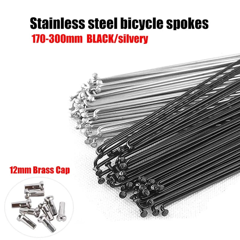 High Quality 36pcs Bicycle Stainless Steel Spokes High Strength 14G J Bend with Nipples MTB/Road Bike Spokes 50mm-300mm BZN001
