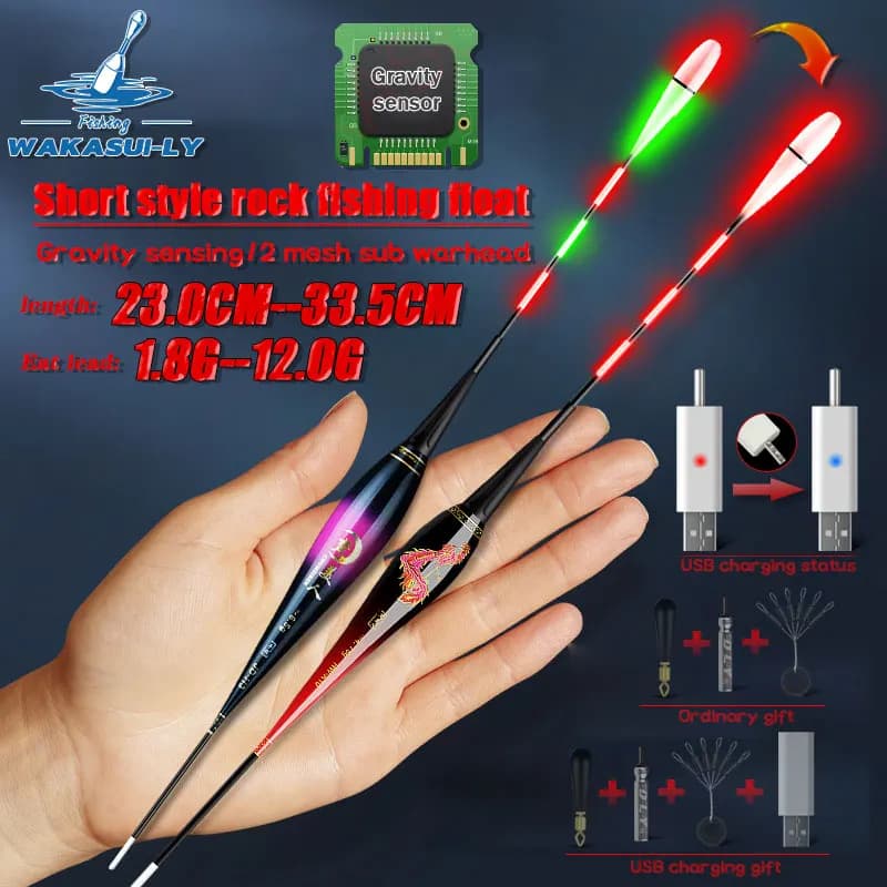 Night Fishing Float Electronic Gravity Induction Color Change LED 2 Bullet Eye-Catching New Short Type Rock Fishing Float