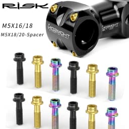 6pcs/bag RISK Bike Stem Bolts Bicycle Handlebar Fixing Screws Titanium Alloy M5x16 M5x18 M5X20 Hex Socket Head