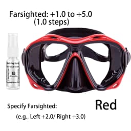 Farsighted Presbyopia Diving Mask with Tempered Glass Lenses, Reading Hyperopia Dive Gear for Men Women, +2.0 to +5.0