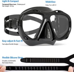 Farsighted Presbyopia Diving Mask with Tempered Glass Lenses, Reading Hyperopia Dive Gear for Men Women, +2.0 to +5.0