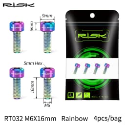 RISK 4PCS M6x16/18/20mm Bicycle Disc Brake Fixed Bolts with Washer Titanium Mountain Bike Brake Caliper Clamp