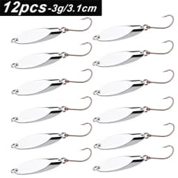12pcs Metal Spinner Spoon Lures Trout Fishing Lure Hard Bait Sequins Paillette Artificial Baits Spinnerbait Fish Tools 1.5g-56g