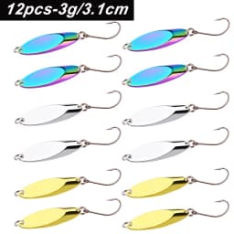 12pcs Metal Spinner Spoon Lures Trout Fishing Lure Hard Bait Sequins Paillette Artificial Baits Spinnerbait Fish Tools 1.5g-56g