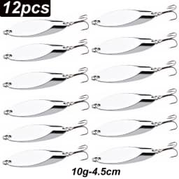 12pcs Metal Spinner Spoon Lures Trout Fishing Lure Hard Bait Sequins Paillette Artificial Baits Spinnerbait Fish Tools 1.5g-56g