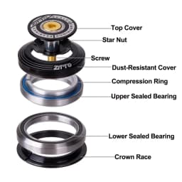 ZTTO MTB Road Bike CNC Headset 1 1/8"-1 1/2" Sealed Bearing 1.5 Tapered 28.6 Straight Tube Bike Fork Internal Steering Bearing