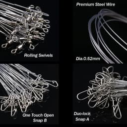 24Pcs Anti Bite Fishing Line Steel Wire Leader With Swivel Double-Lock Snap Accessory Lead Core Leash 25cm 15kg/35lb