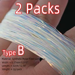 ICERIO 2packs Holographic Mylar Flash Tinsel Synthetic Luminous Glowing Fly Tying Material for Fishing Assist Hook Jigs Lure