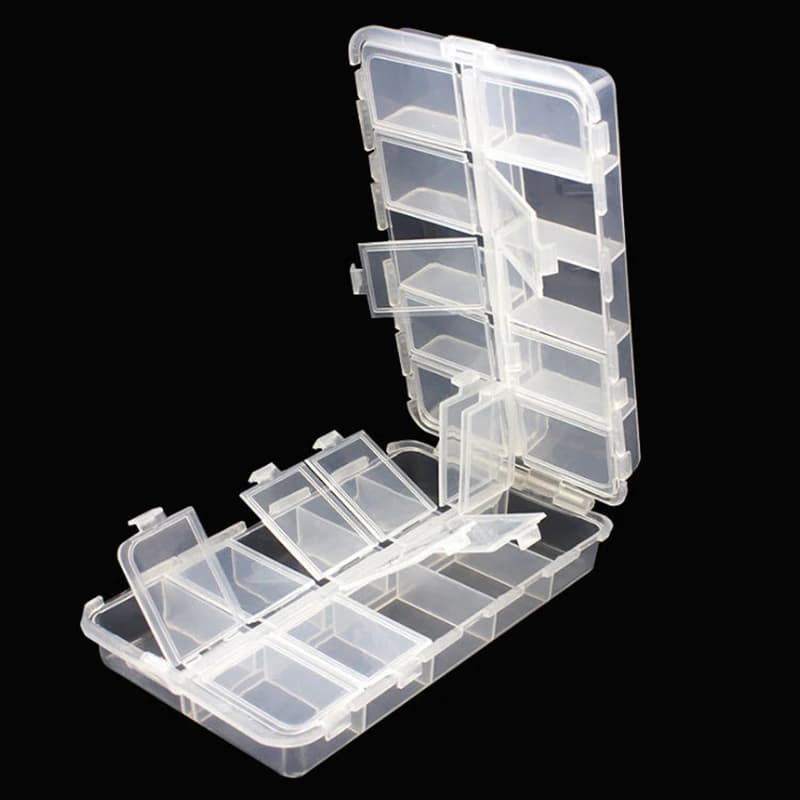 WEIHE Mini Fishing Tackle Box Compartments for Small Clear Plastic Waterproof Hooks Lures Baits Fishing Accessories