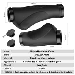 Bicycle Handlebar Grips TPR Rubber Comfy City Mountain Bike Scooter MTB Soft Cycling Handle Bar Cover End Non-slip Aluminum Lock