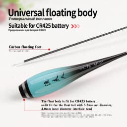 3PCS Nano Float Body Foot+3PCS Tubes Luminous Bobber No Tail CR425 Battery Ocean Sea Lake Fishing Accessories Tackle Tools